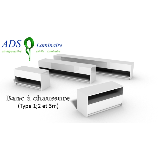 Banc à chaussures salle blanche 3 mètre